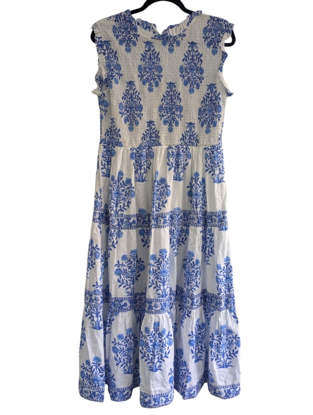 Farylina Floral Blue White Smocked Dress